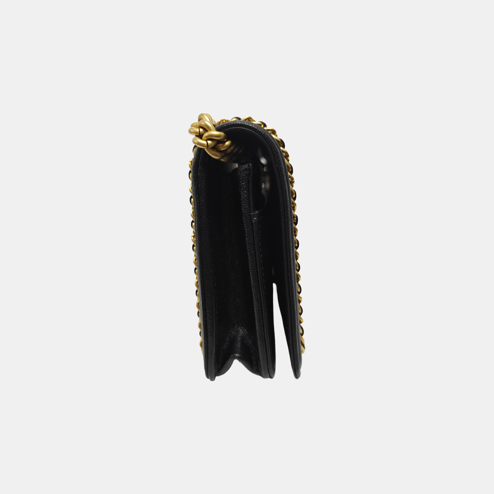 BOY CHANEL Mini Quilted Grained Calfskin Black