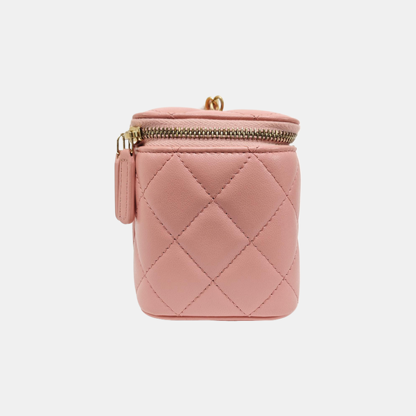 VANITY CASE Small Quilted Lambskin Pink