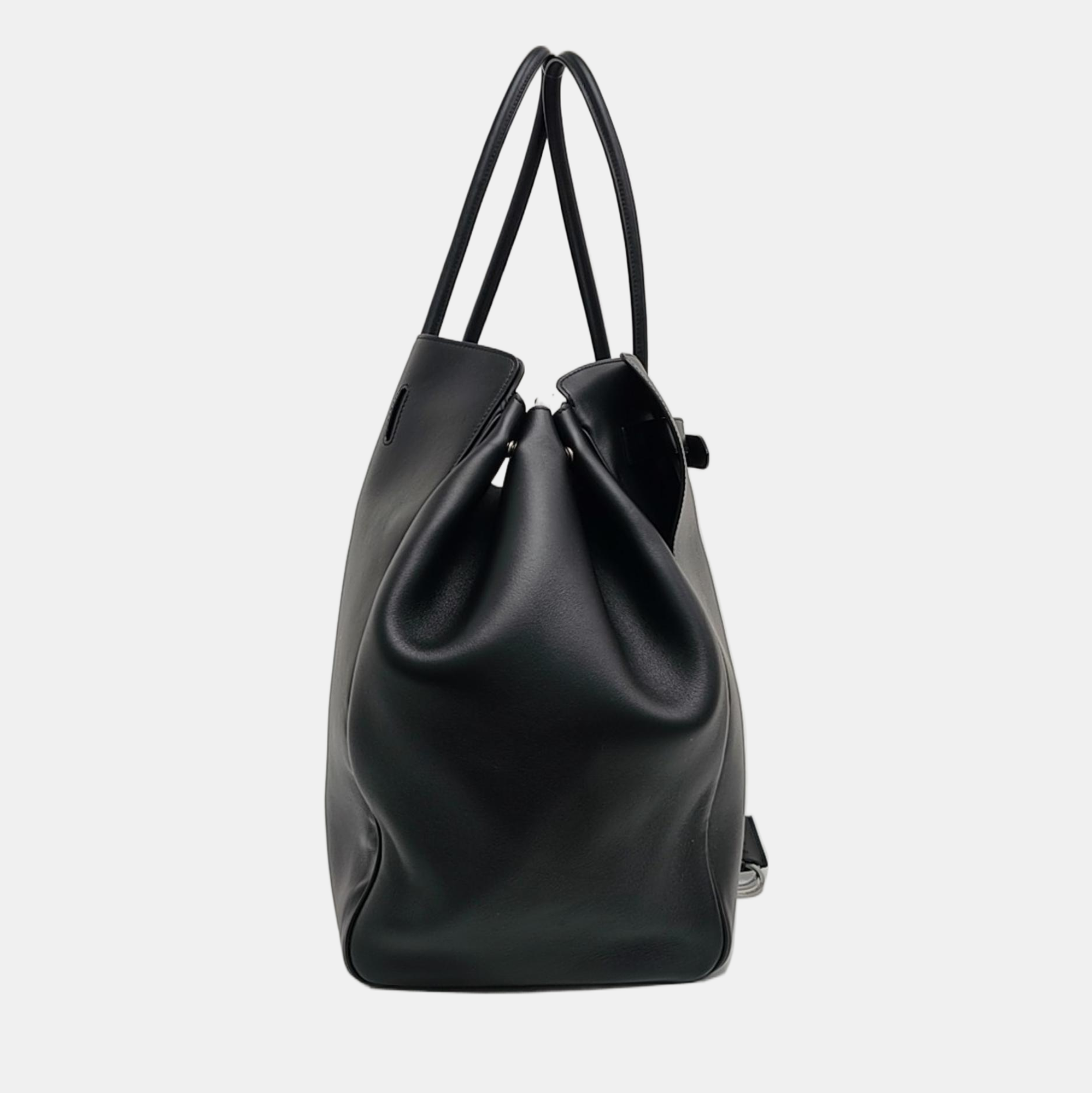 Calfskin Top Handle Bag Black