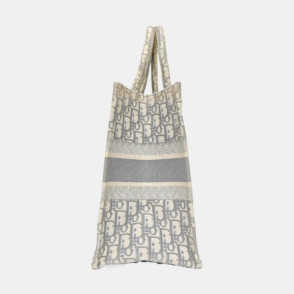 Book Tote Medium Oblique Canvas White