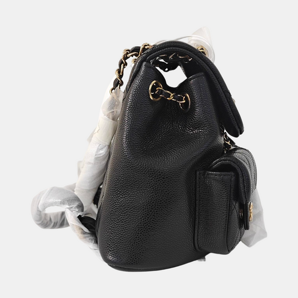 DUMA Small Quilted Grained Calfskin Black