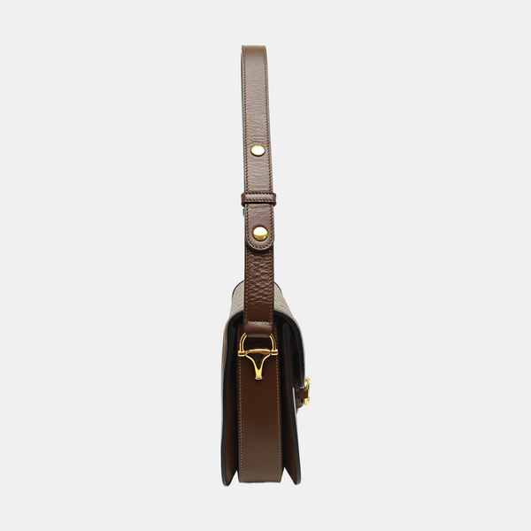 Horsebit 1955 Medium Monogram Coated Canvas Beige
