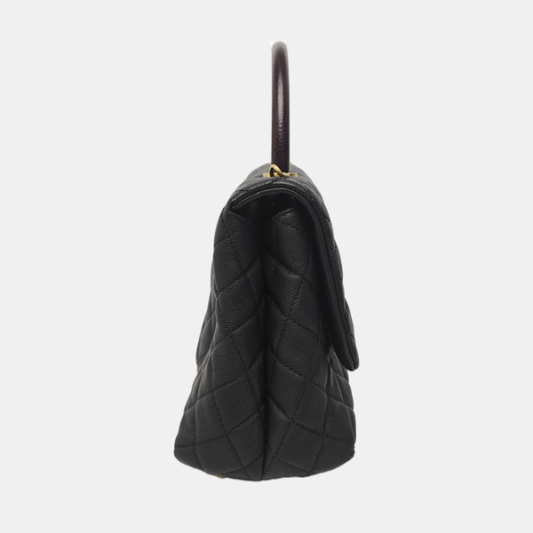 COCO HANDLE Medium Quilted Grained Calfskin Black