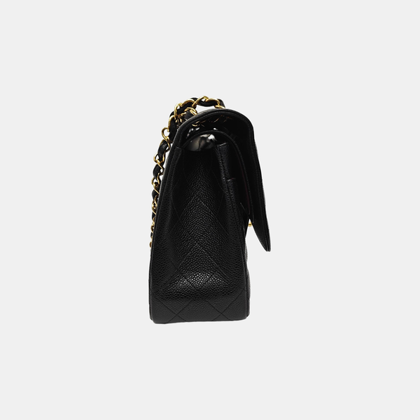 CLASSIC FLAP Jumbo Quilted Grained Calfskin Black