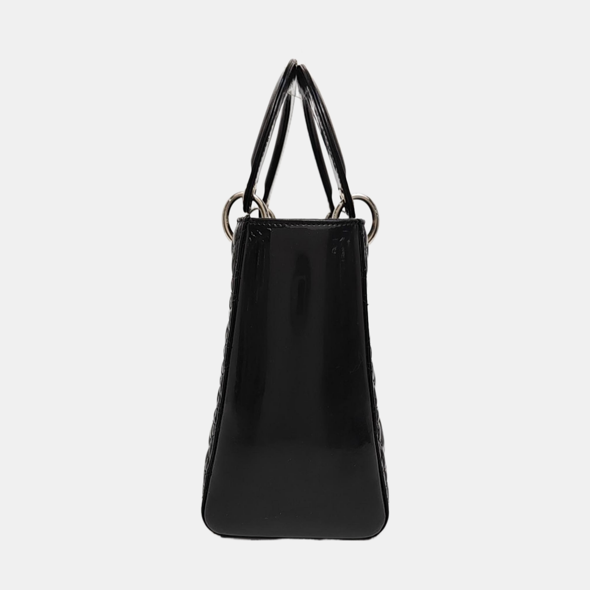 Lady Dior Medium Cannage Patent Leather Black