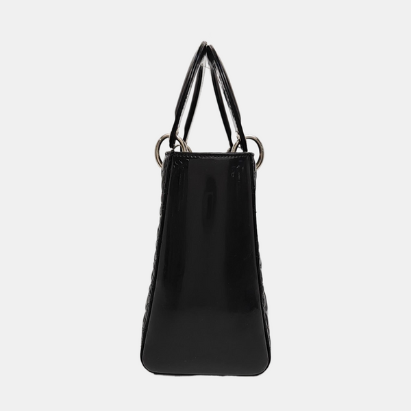 Lady Dior Medium Cannage Patent Leather Black