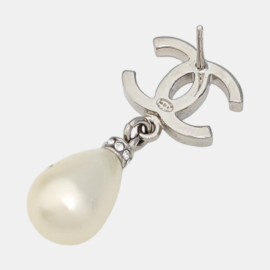 Faux Pearl Silver Earrings