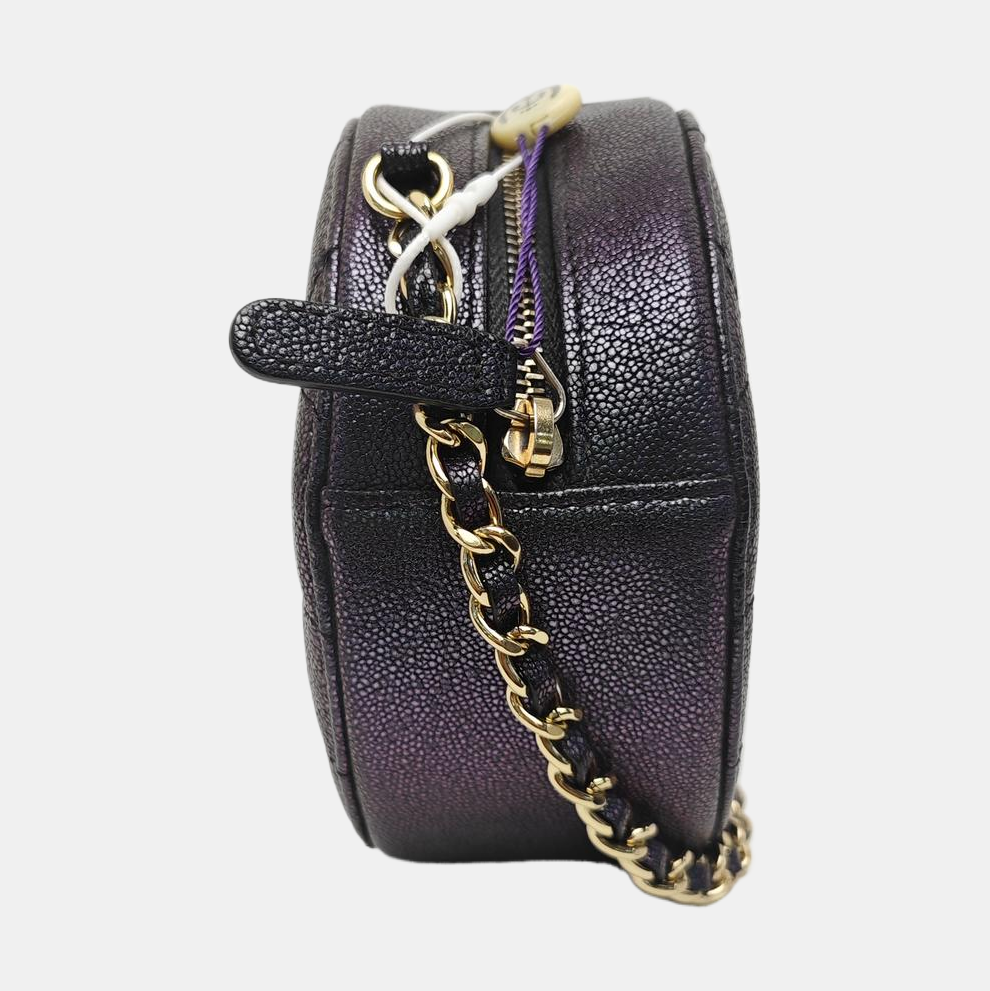 ROUND Quilted Calfskin Metallic