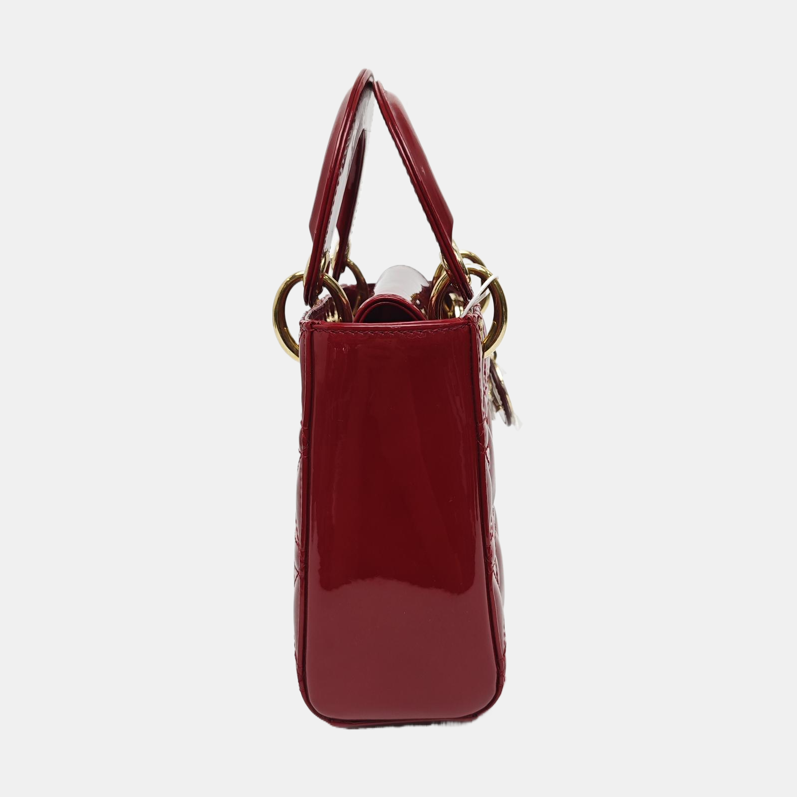 Lady Dior Mini Cannage Patent Calfskin Red