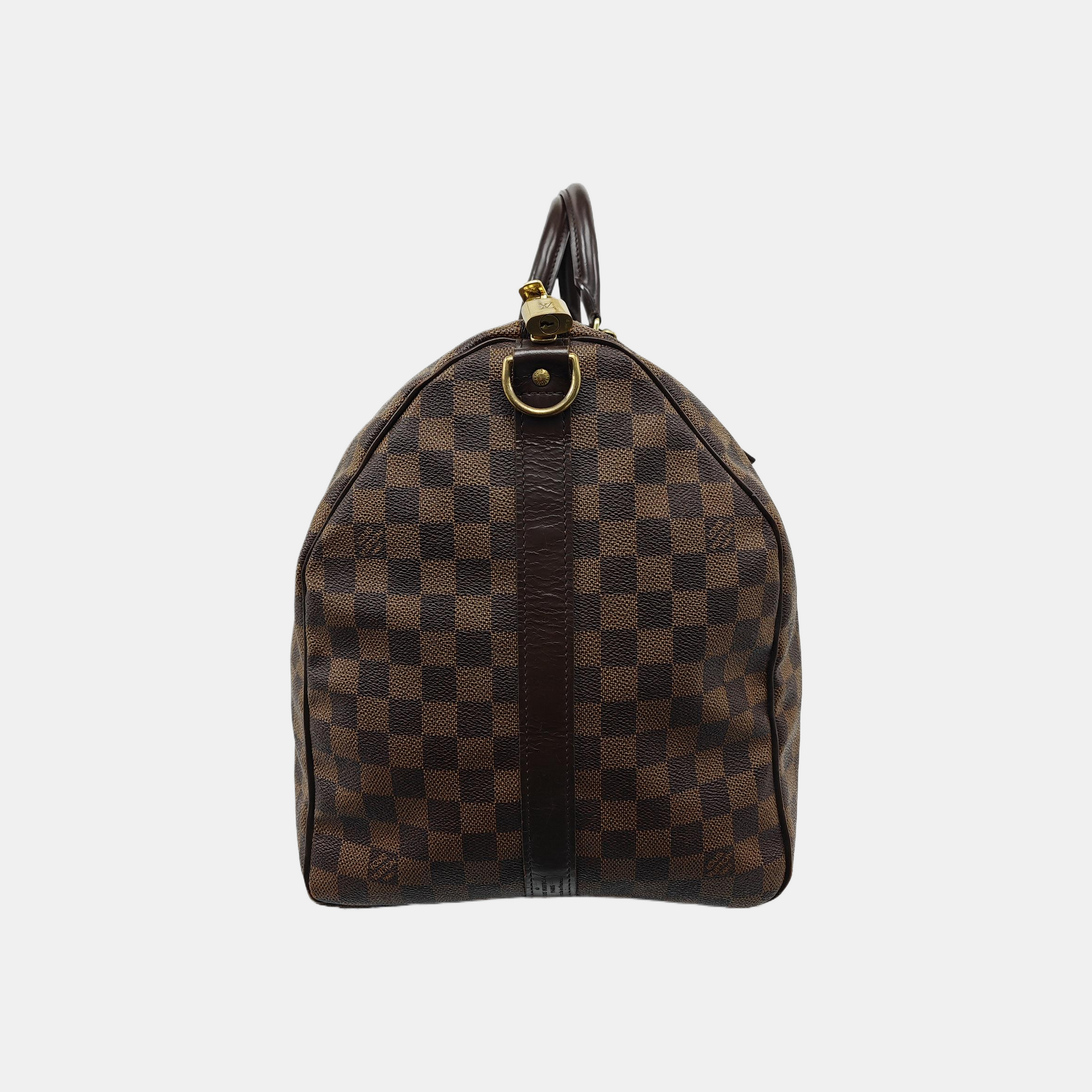 KEEPALL 55 Damier Ebene Coated Canvas Brown