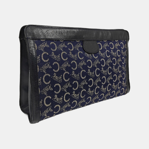 Coated Canvas Clutch Blue