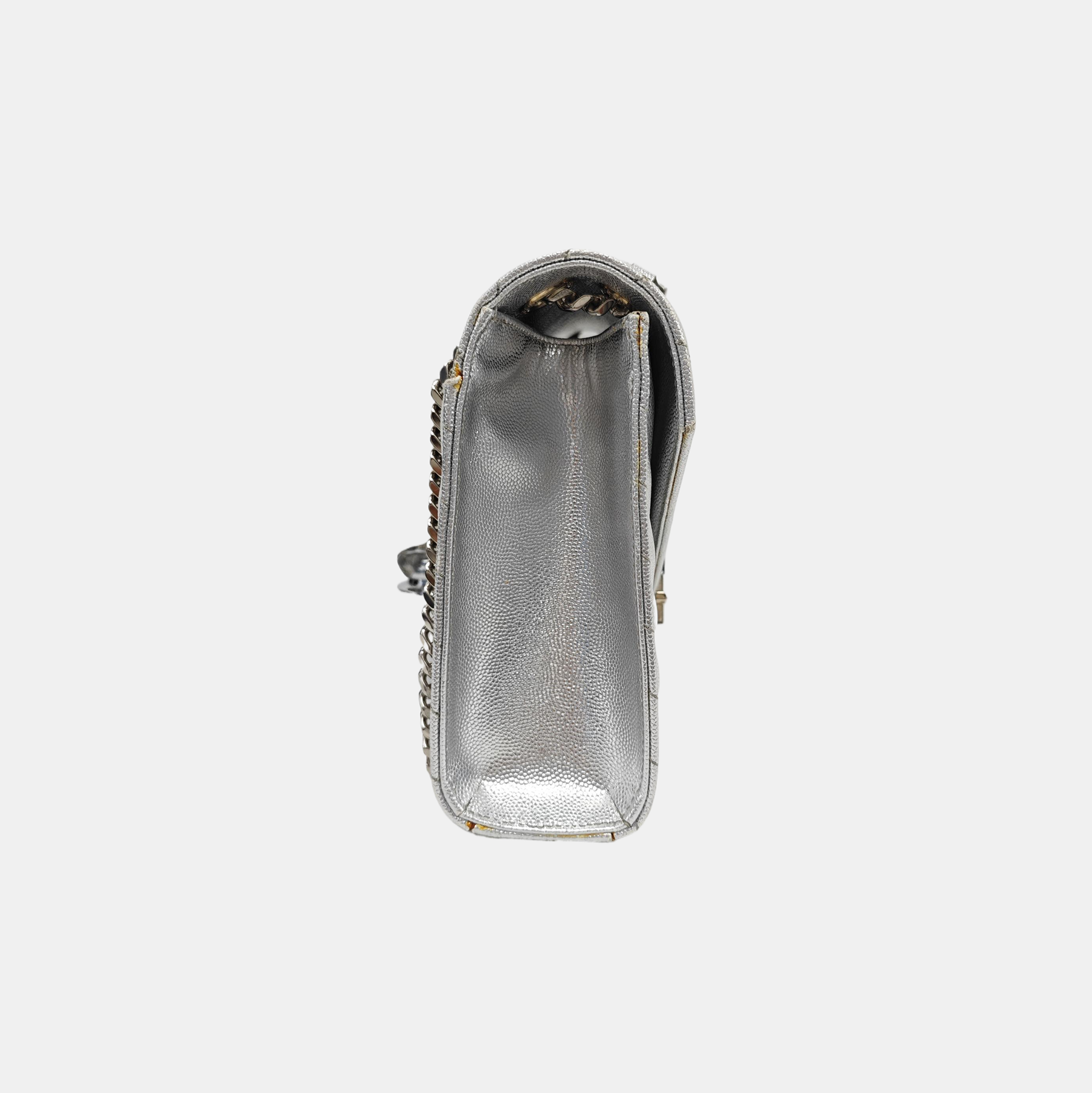 ENVELOPE Medium Chevron, Quilted Calfskin Silver