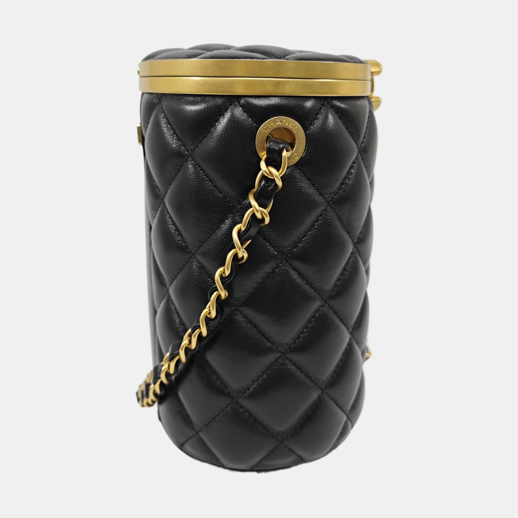 CROWN BOX VANITY Quilted Lambskin Black