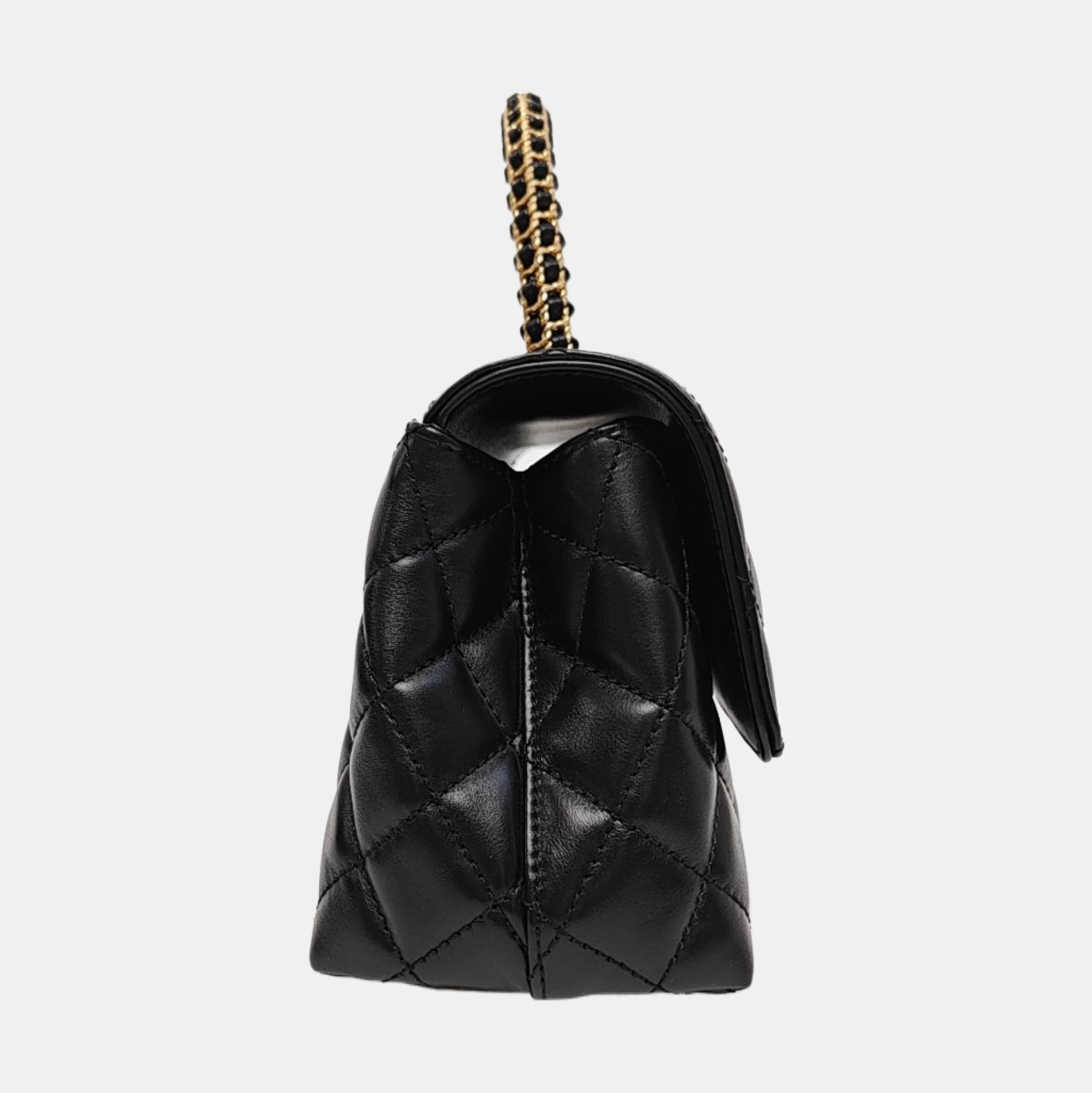 COCO HANDLE Small Quilted Calfskin Black