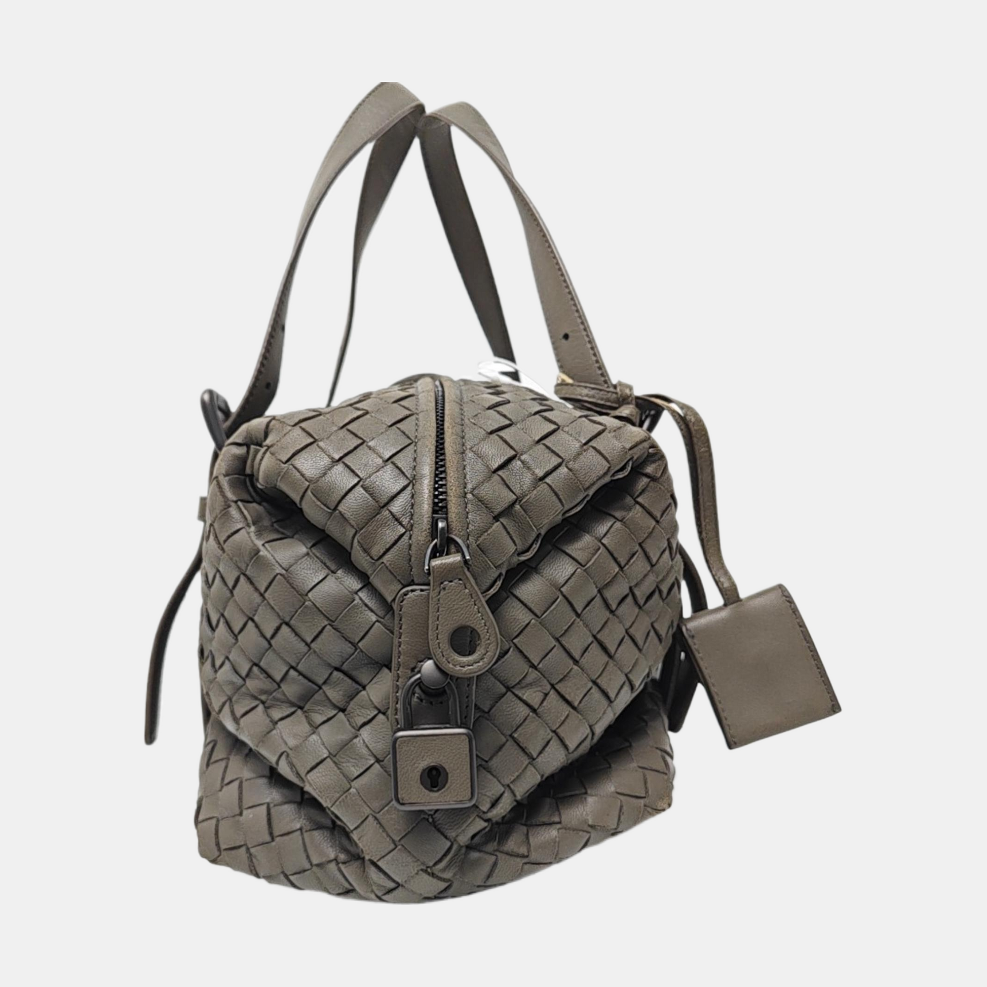 Lambskin Top Handle Bag Gray