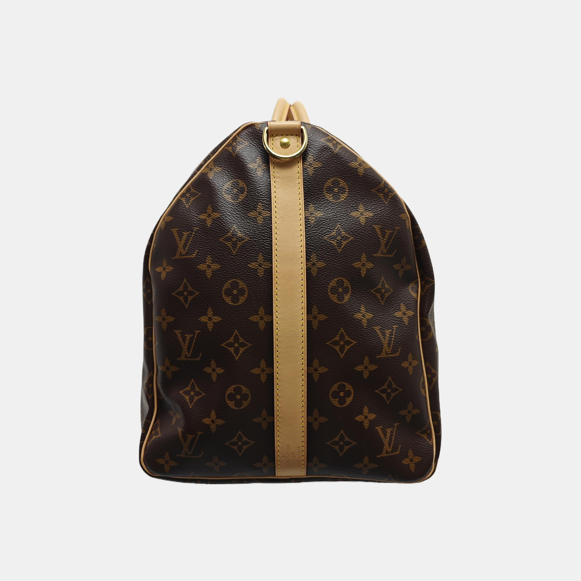 KEEPALL 55 Monogram Coated Canvas Brown