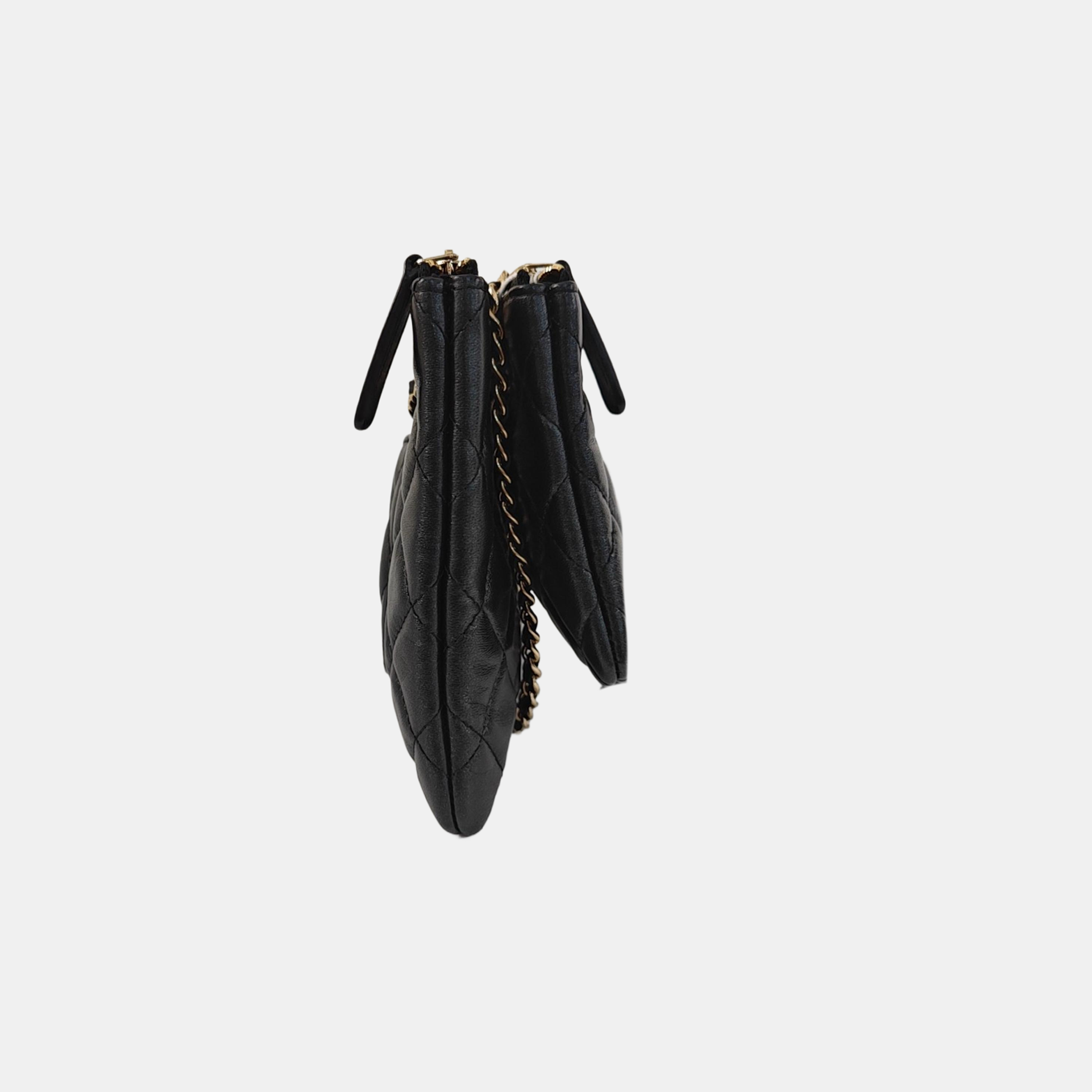 Quilted Lambskin Shoulder Bag Black