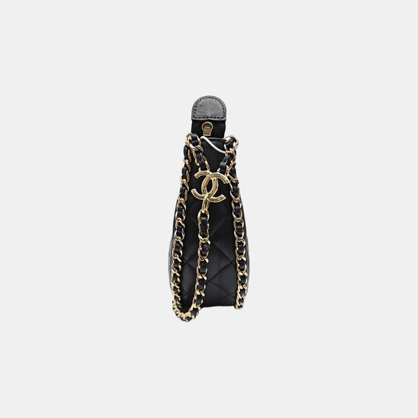 Quilted Lambskin Shoulder Bag Black