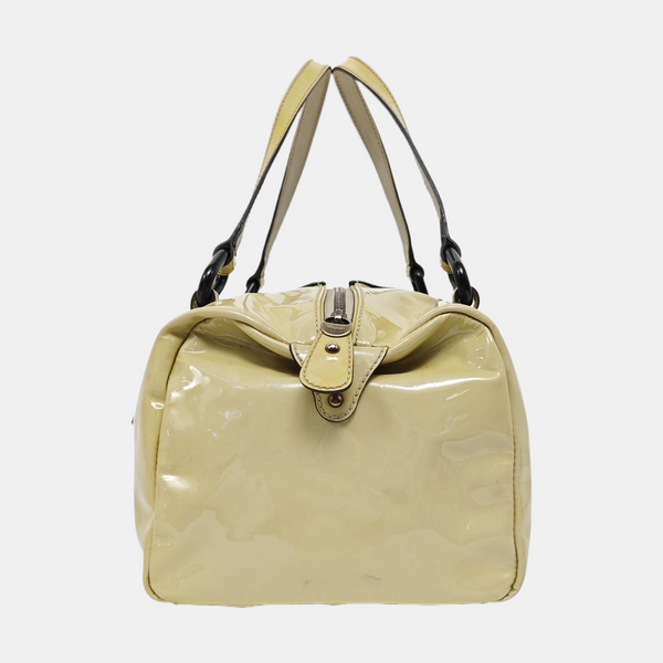 Patent Leather Top Handle Bag Yellow