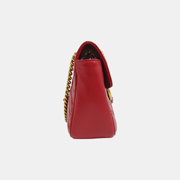 GG Marmont Medium Quilted Calfskin Red
