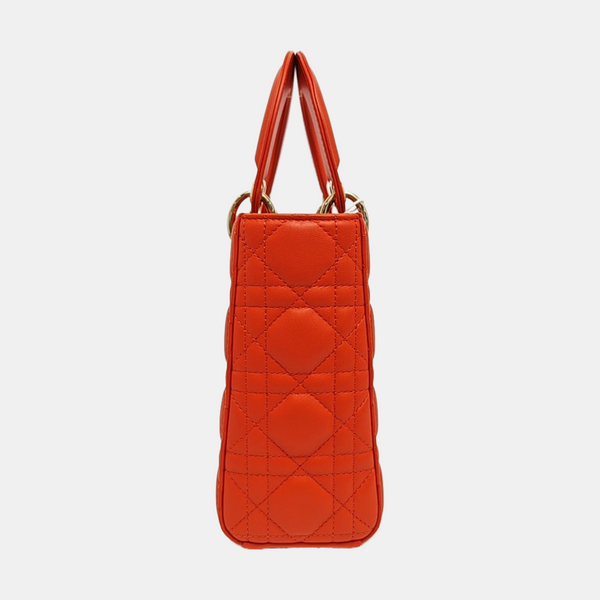 Lady Dior Small Cannage Lambskin Orange