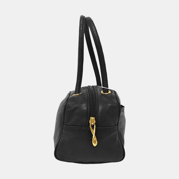 Calfskin Top Handle Bag Black