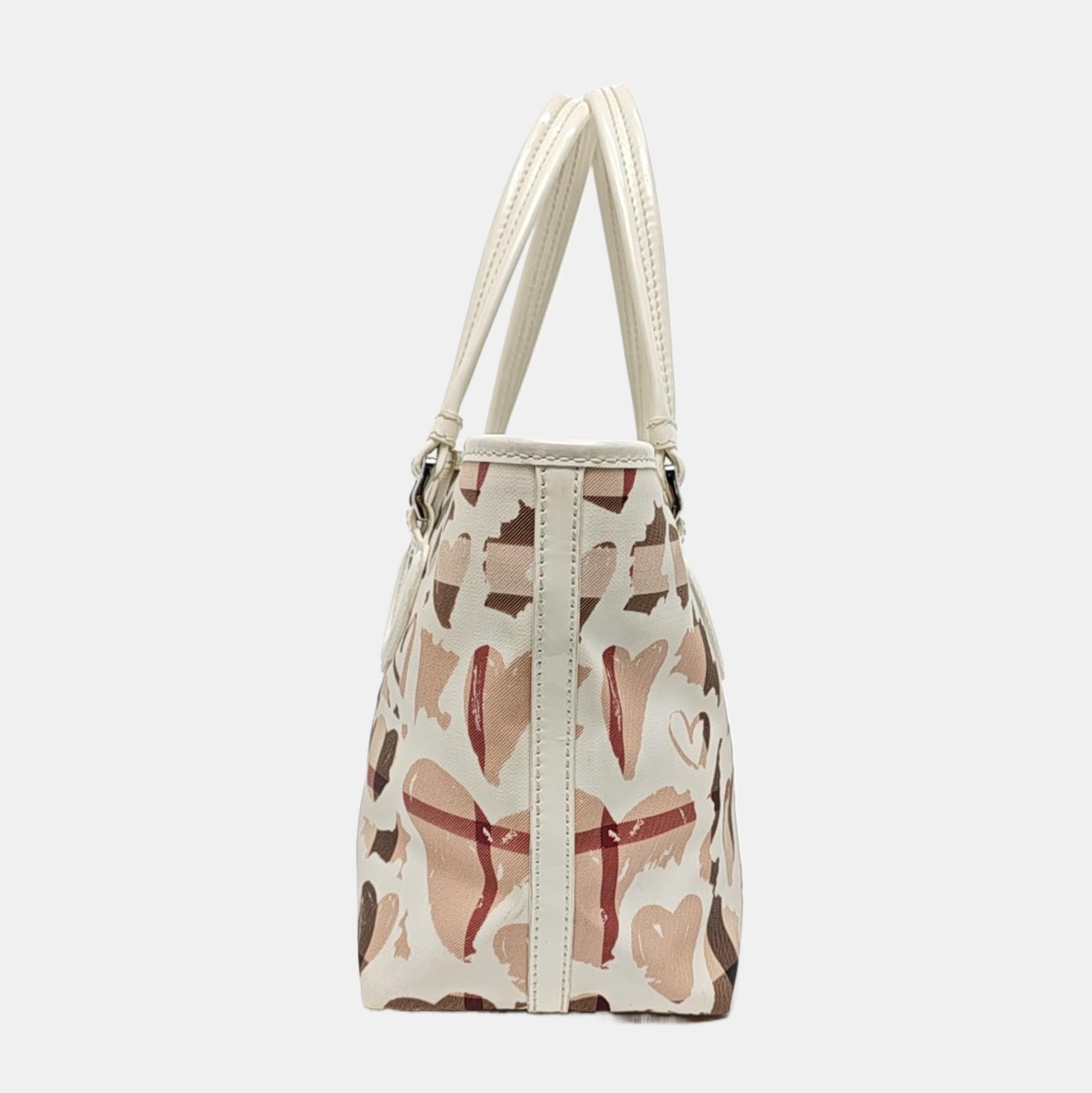 Coated Canvas Top Handle Bag White