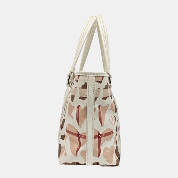 Coated Canvas Top Handle Bag White