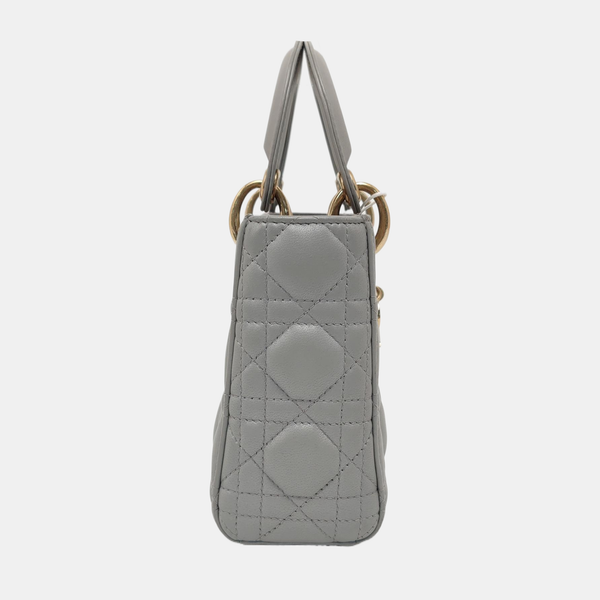 Lady Dior Mini Cannage Lambskin Gray