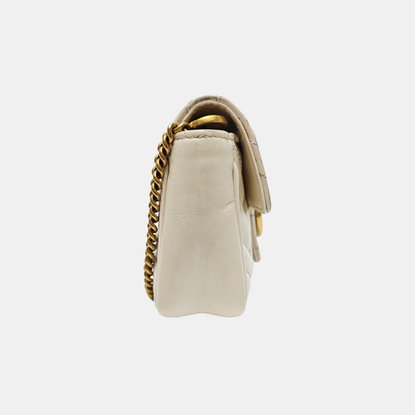 GG Marmont Mini Quilted Calfskin White
