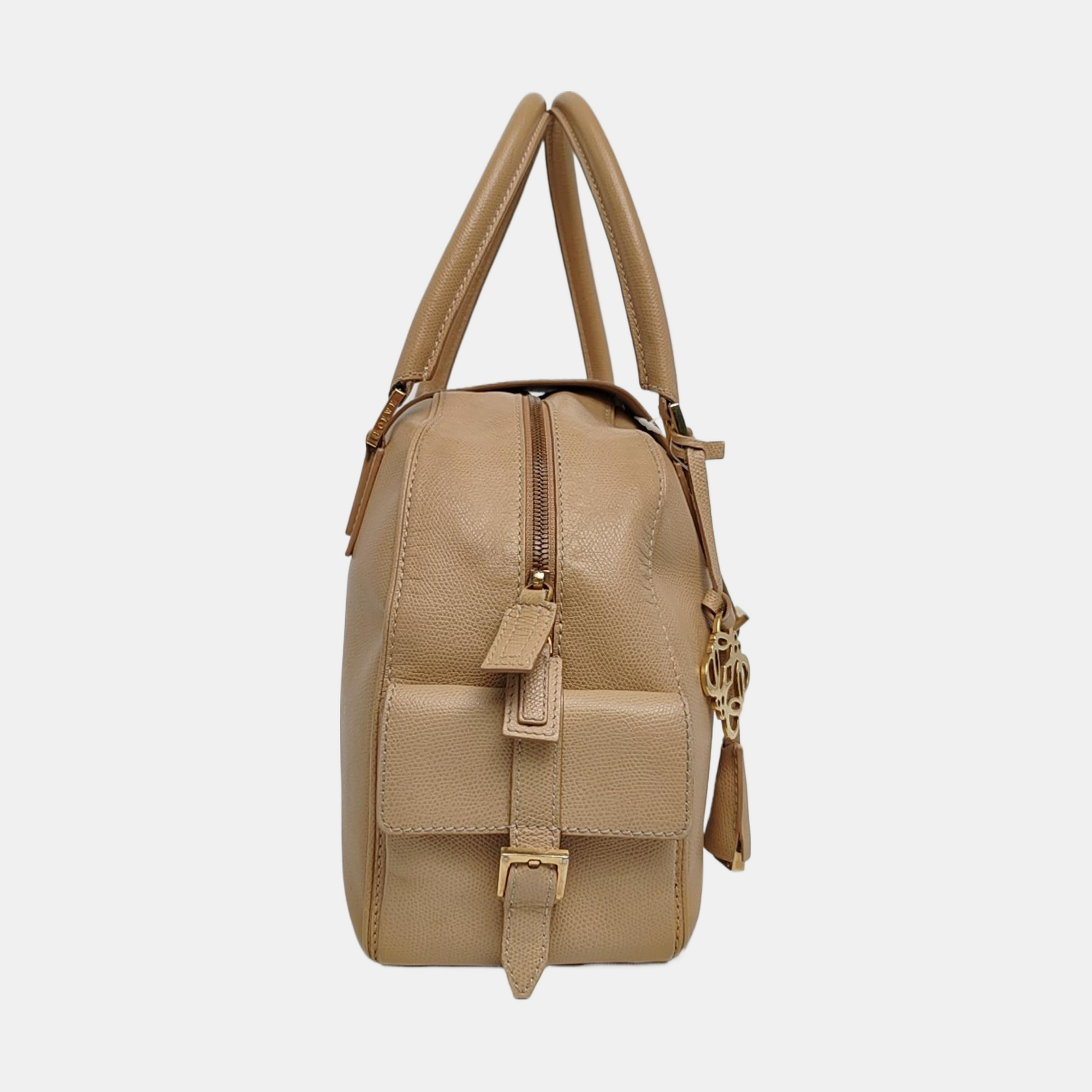 Calfskin Top Handle Bag Beige