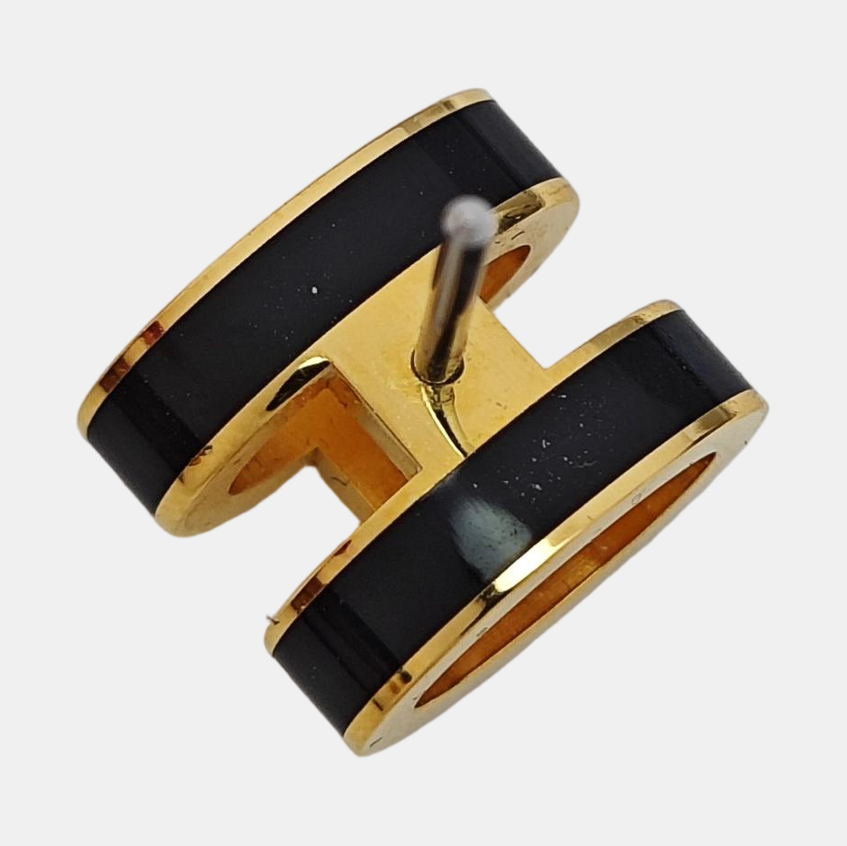 Pop H Metal Black Stud Earrings