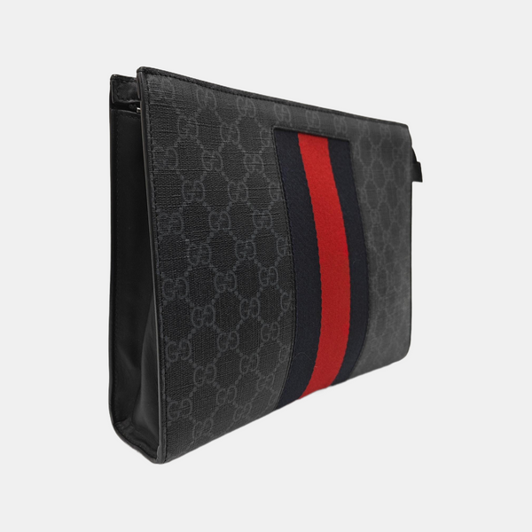 GG Supreme Monogram Coated Canvas Gray