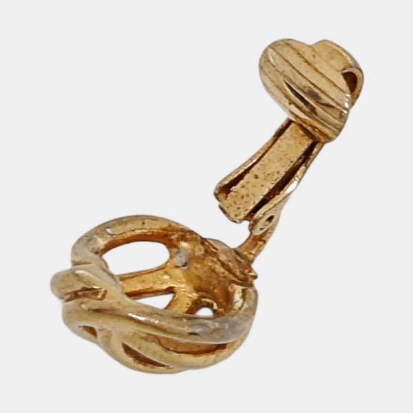 Twist Round Metal Gold Clip On Earrings