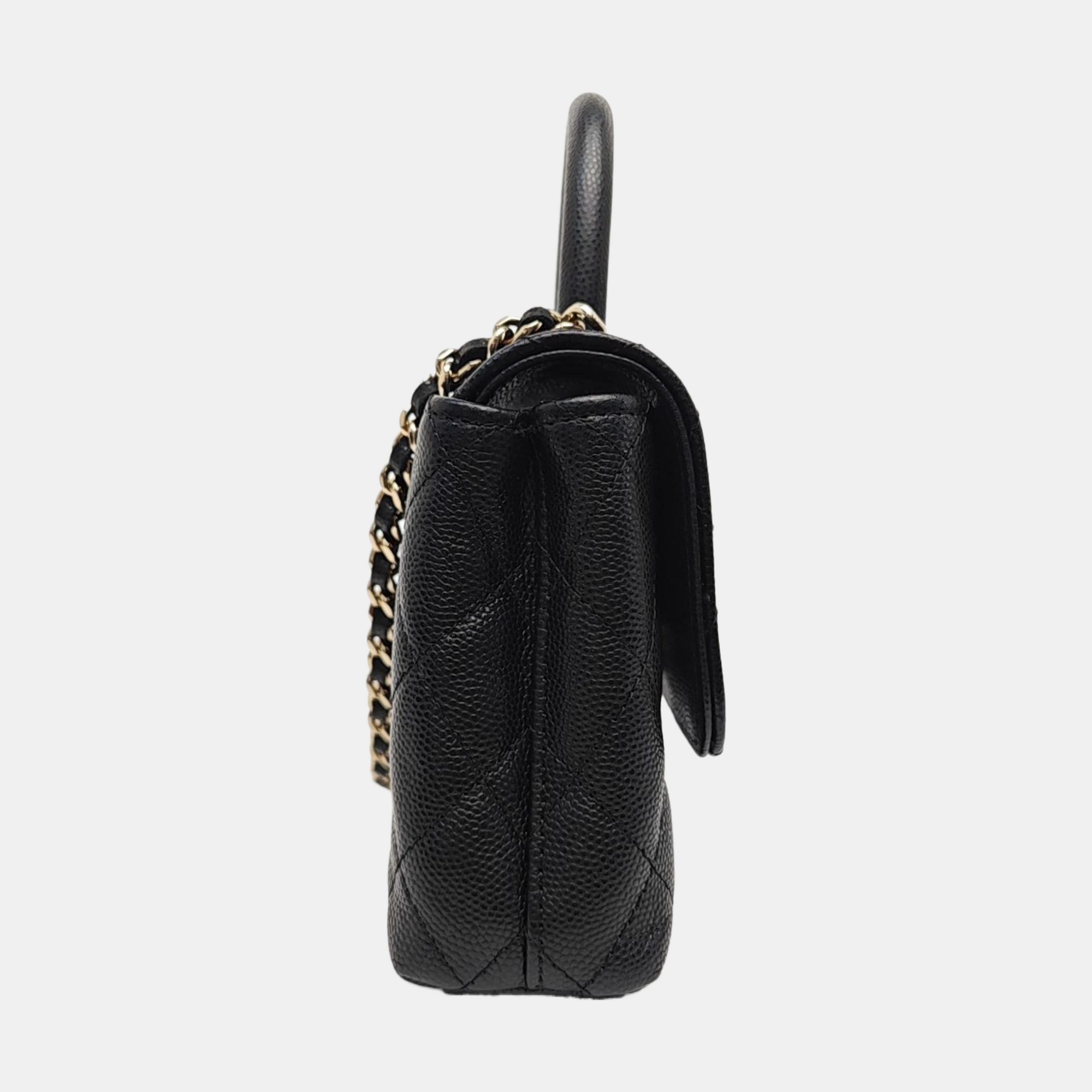 COCO HANDLE Grained Calfskin Black