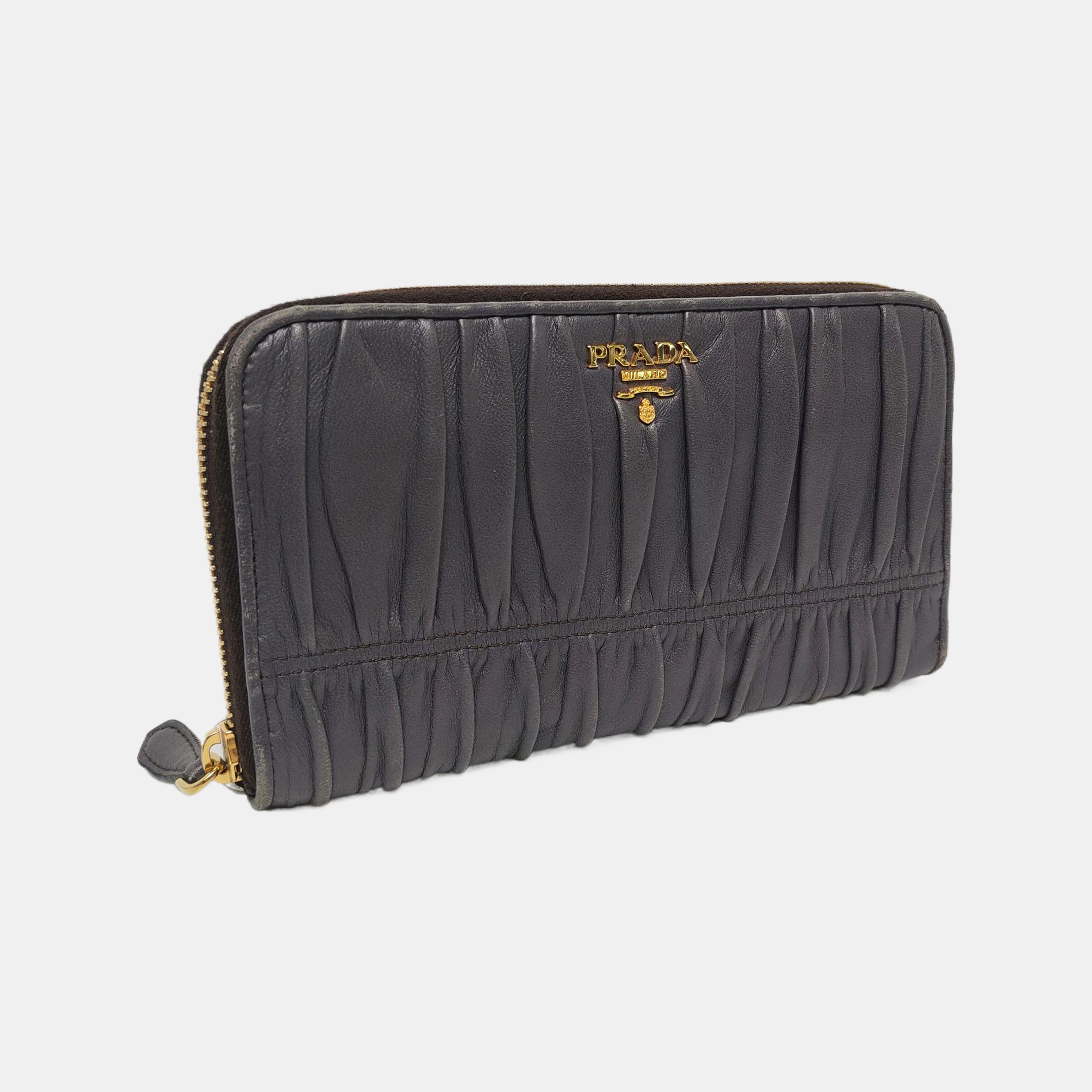 Fold Wallet Quilted Lambskin Gray Wallet