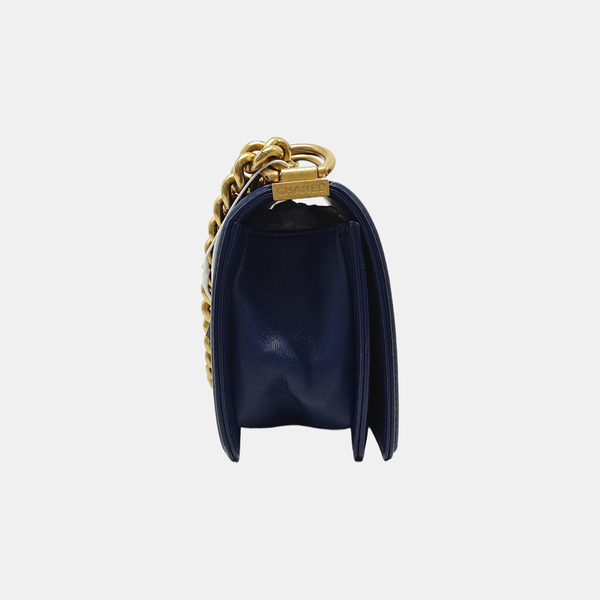 BOY CHANEL Small Quilted Lambskin Blue
