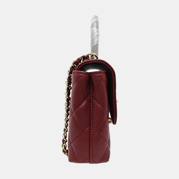 COCO HANDLE Quilted Grained Calfskin Red