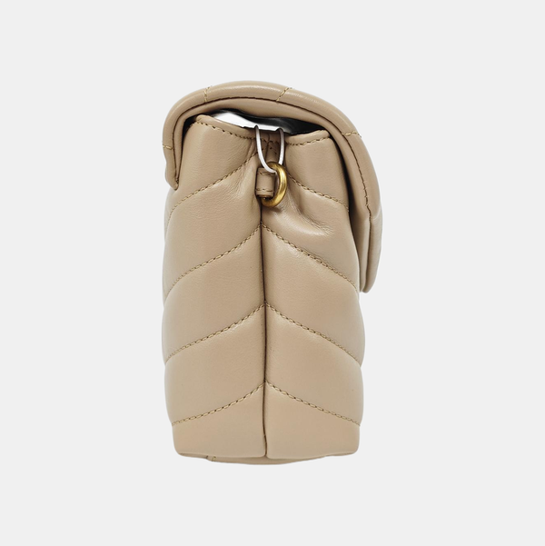 LOULOU Extra Small Chevron Calfskin Beige