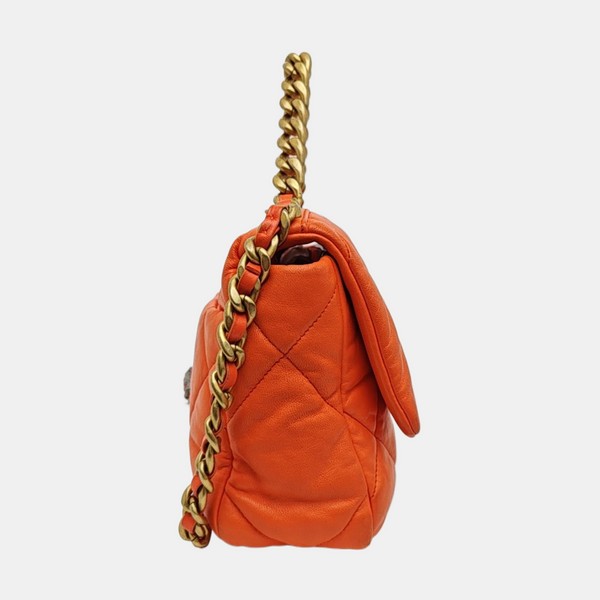 CHANEL 19 Small Quilted Lambskin Orange