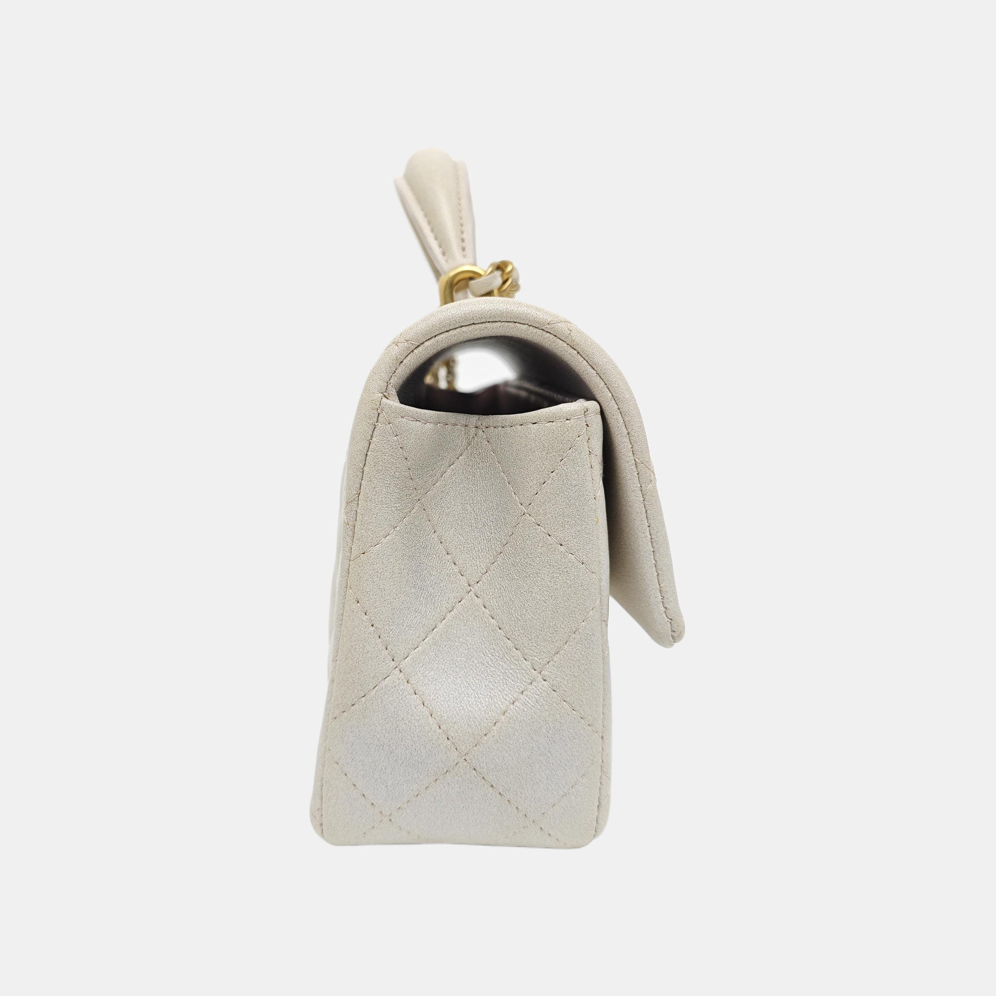 Quilted Lambskin Shoulder Bag White