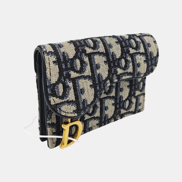 Saddle Mini Oblique Canvas Blue Card Holder