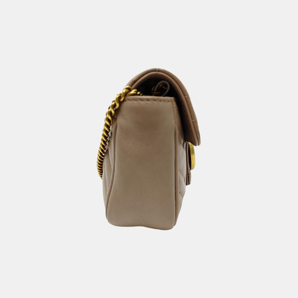 GG Marmont Mini Quilted Calfskin Beige