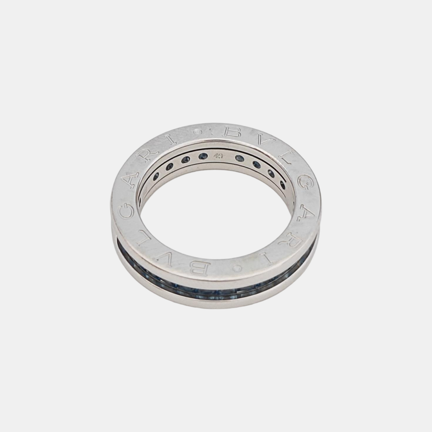 B.ZERO1 18k White Gold Silver Ring EU 49
