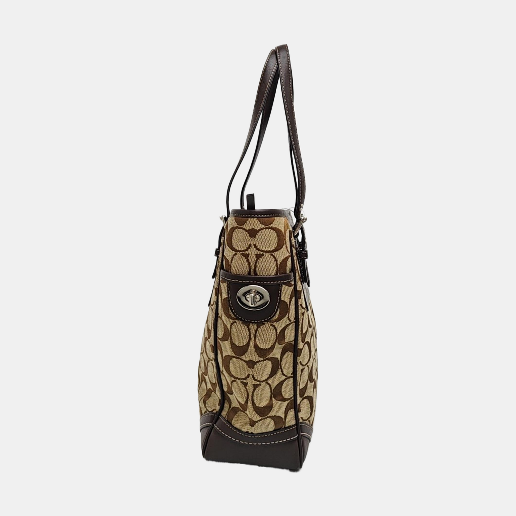 Monogram Canvas Tote Bag Brown