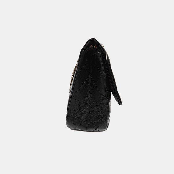 2.55 Maxi Quilted Waxed Cafskin Black