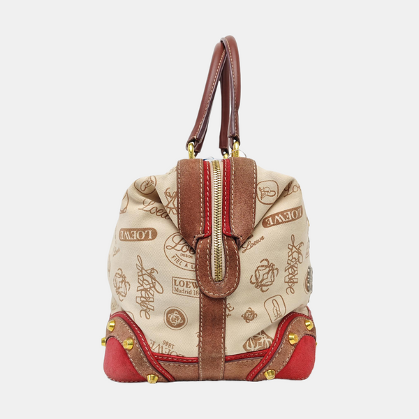 Nylon Top Handle Bag Beige