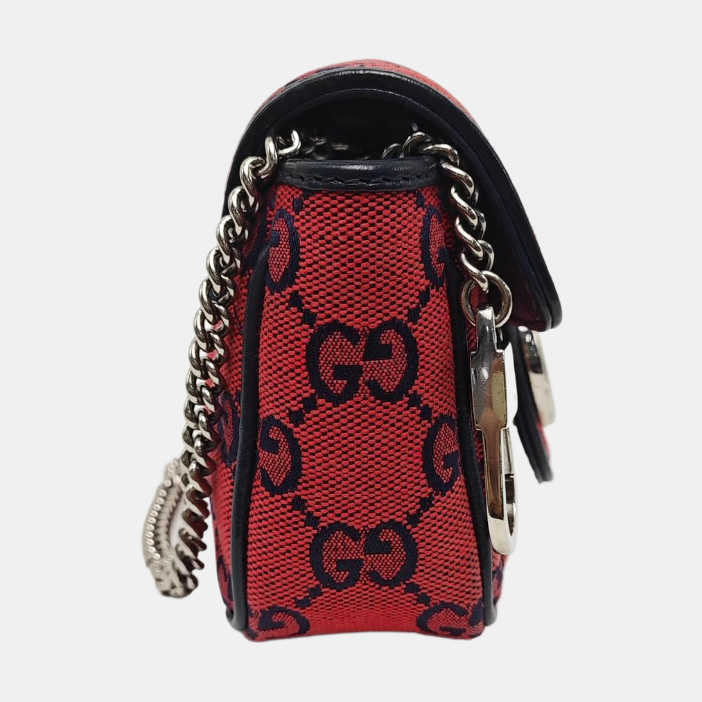 Authenticated pre-owned  GG Marmont Mini Quilted Canvas Red - Shoulder Bag at Looply