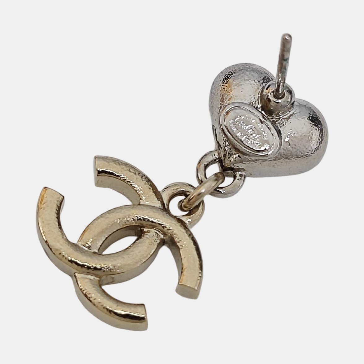 CC Logo Metal Gold Stud Earrings