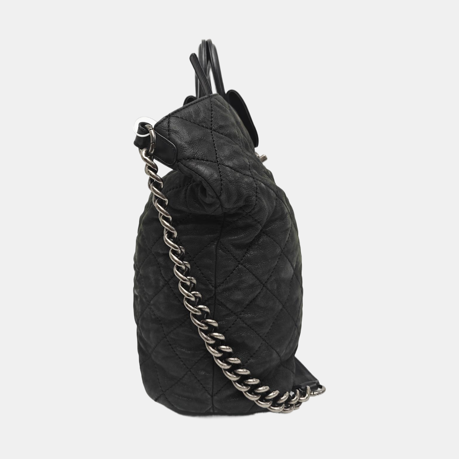 Quilted Calfskin Shoulder Bag Large Black
